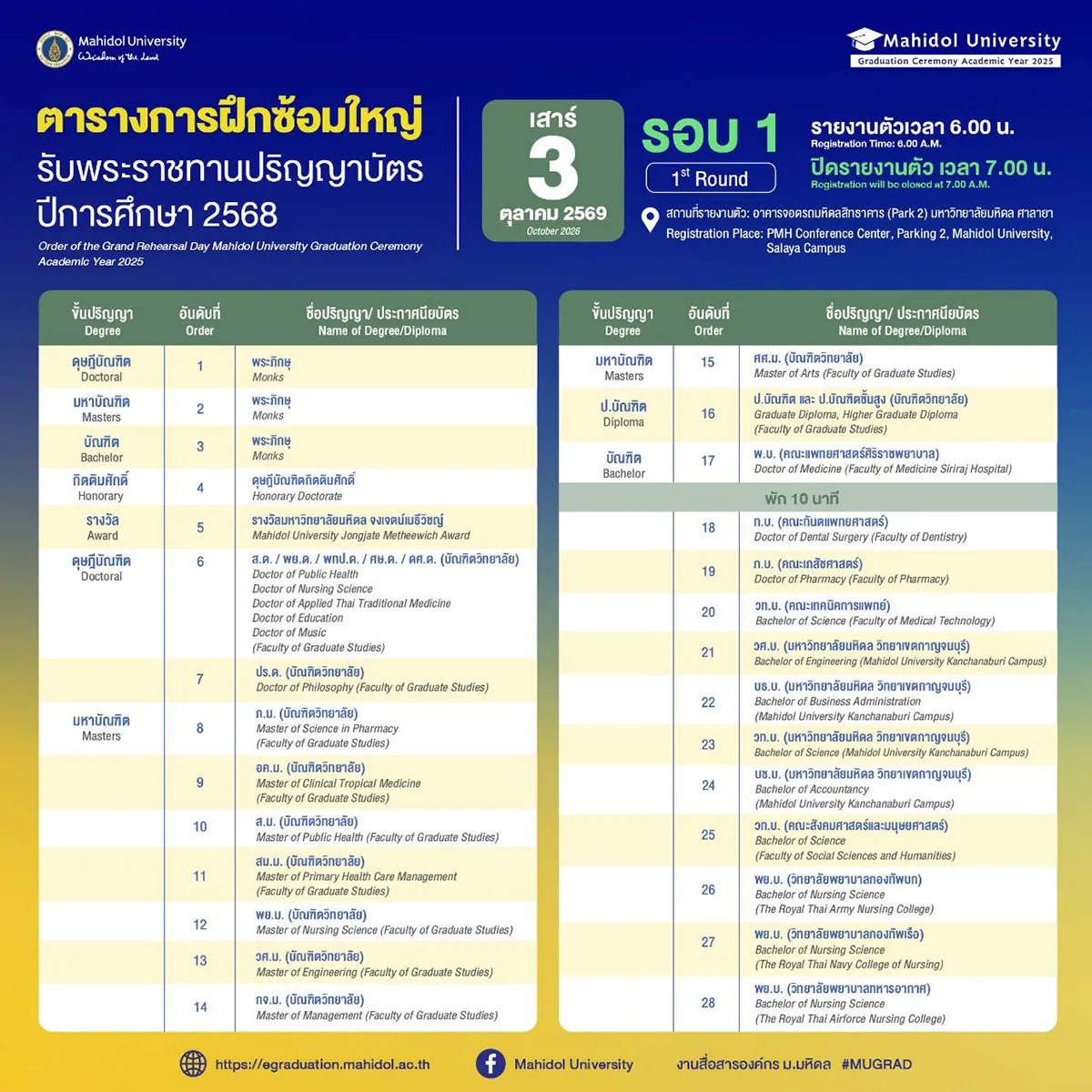 Graduate Registration Schedule